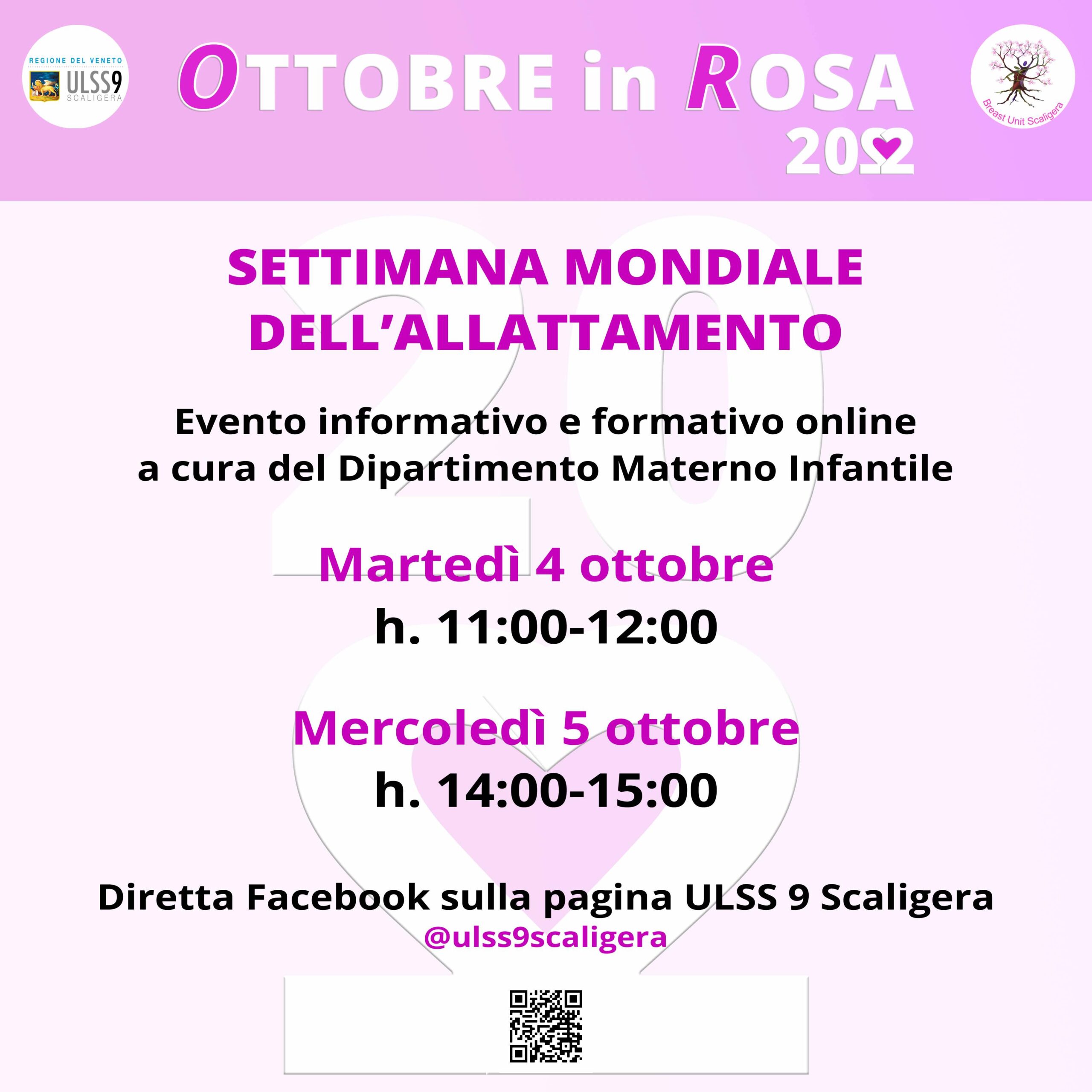 Settimana mondiale dell’allattamento: diretta social del Dipartimento Materno Infantile dell’ULSS 9 il 4 e 5 ottobre