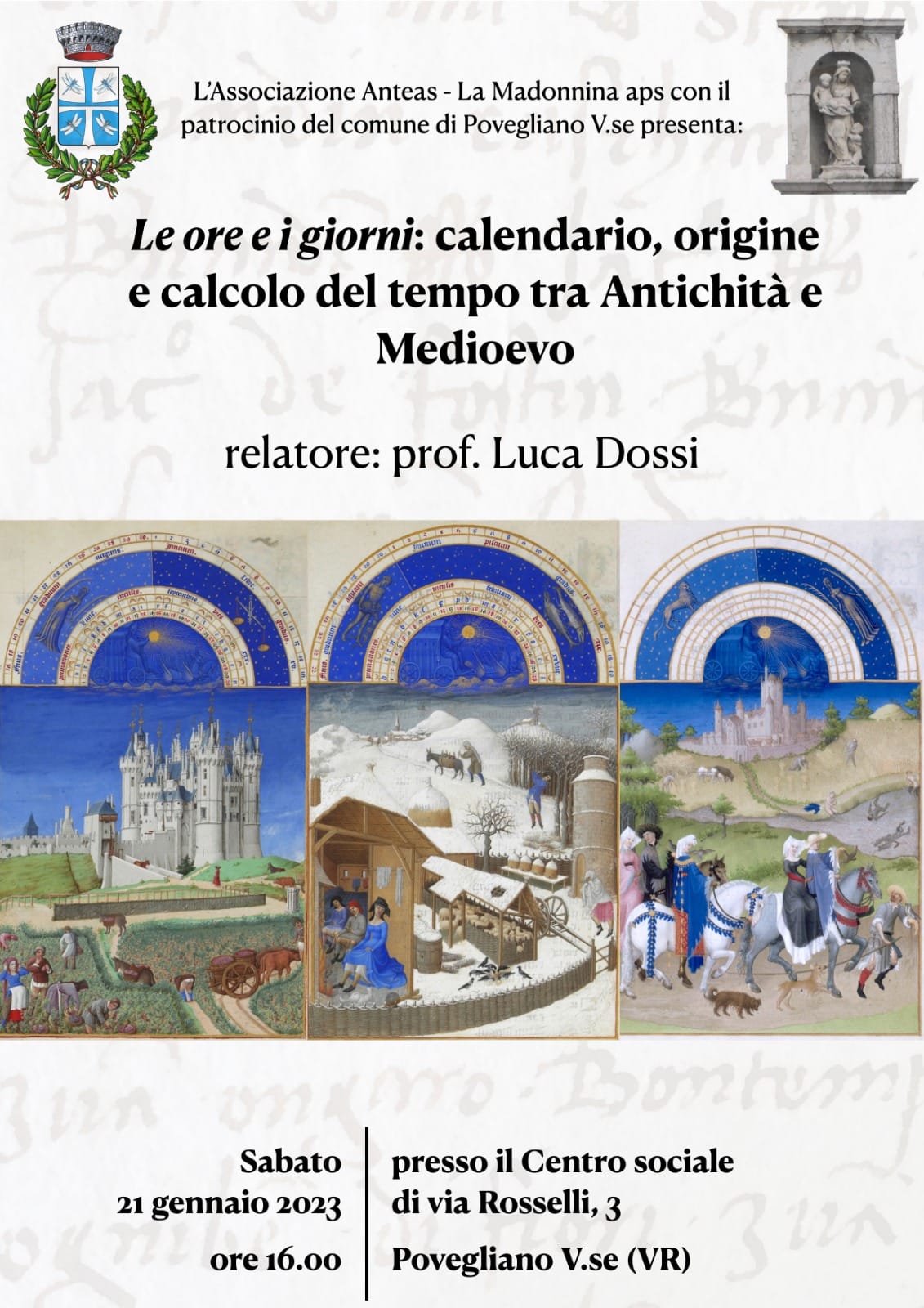 Povegliano: incontro sulla storia del calendario e il calcolo del Tempo