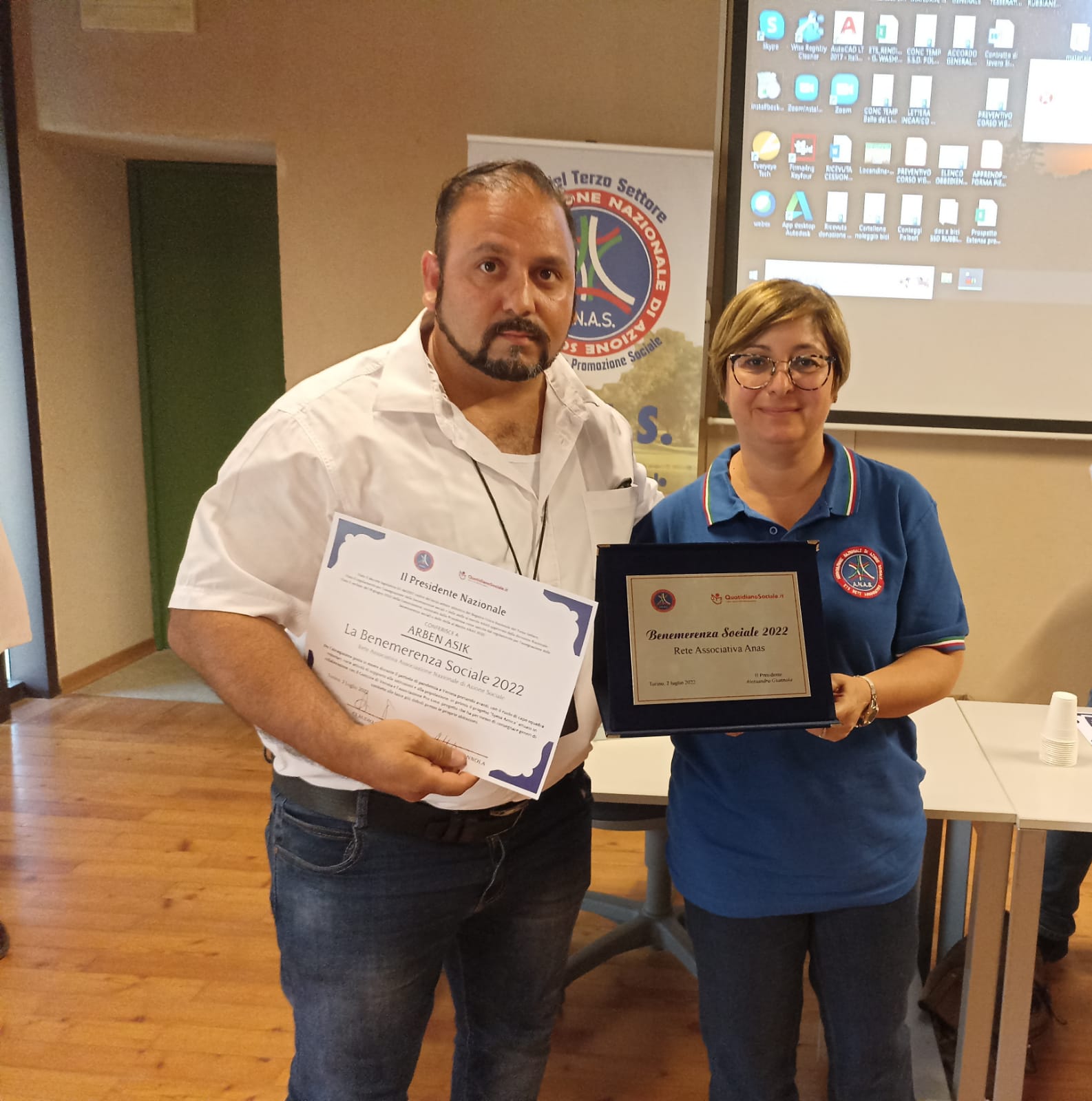 Premiati due dirigenti volontari veronesi dell’associazione nazionale di azione sociale per le azioni intraprese a favore della collettività con sacrificio ed abnegazione