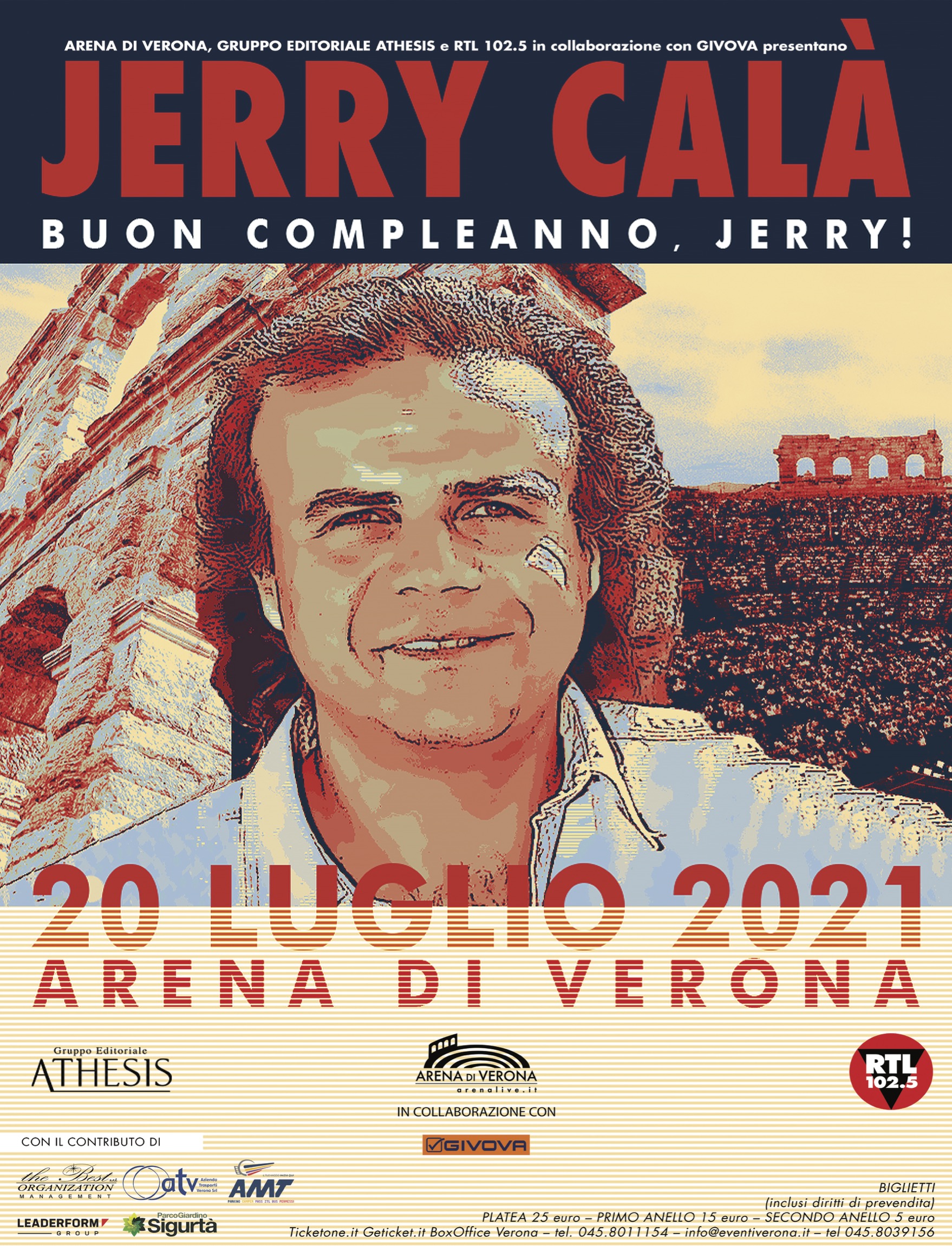 Grande festa in Arena per i 70 anni di Jerry Calà