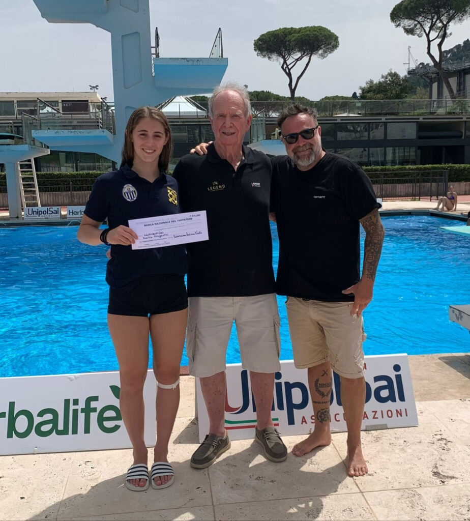 Bragantini con coach Giacometti premiati da Dibiasi