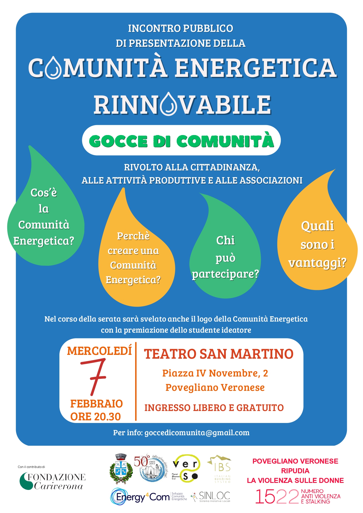 Comunità Energetica Rinnovabile. A Povegliano, al via il primo incontro pubblico di presentazione del progetto. Tedeschi: “Un evento storico per il nostro paese”.