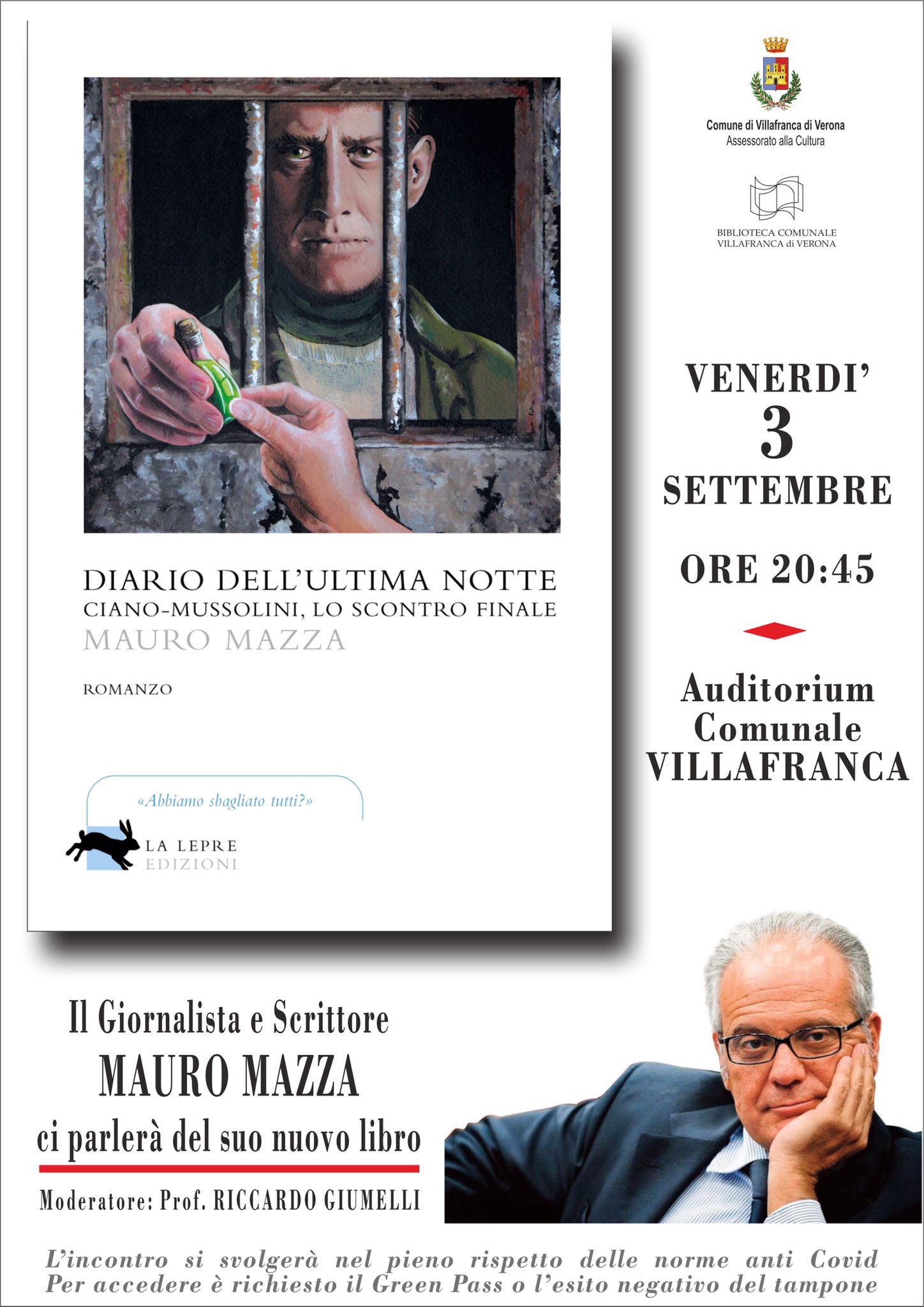Mauro Mazza a Villafranca fa rivivere il dramma degli ultimi giorni di Galeazzo Ciano