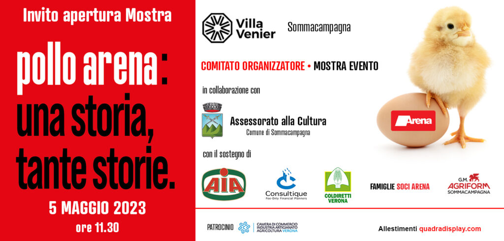 Sommacampagna. A Villa Venier la mostra “Pollo Arena: una storia, tante storie” 1 INVITO MOSTRA 5 MAGGIO 2023