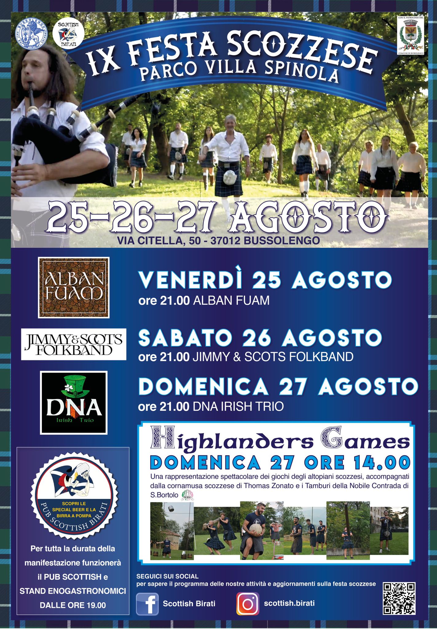Bussolengo, da domani la Festa scozzese 2023 a Villa Spinola