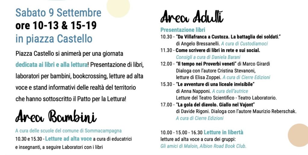 Un weekend dedicato ai libri. Sommacampagna ospita l’8°raduno nazionale dei Borghi della Lettura 1 lettura