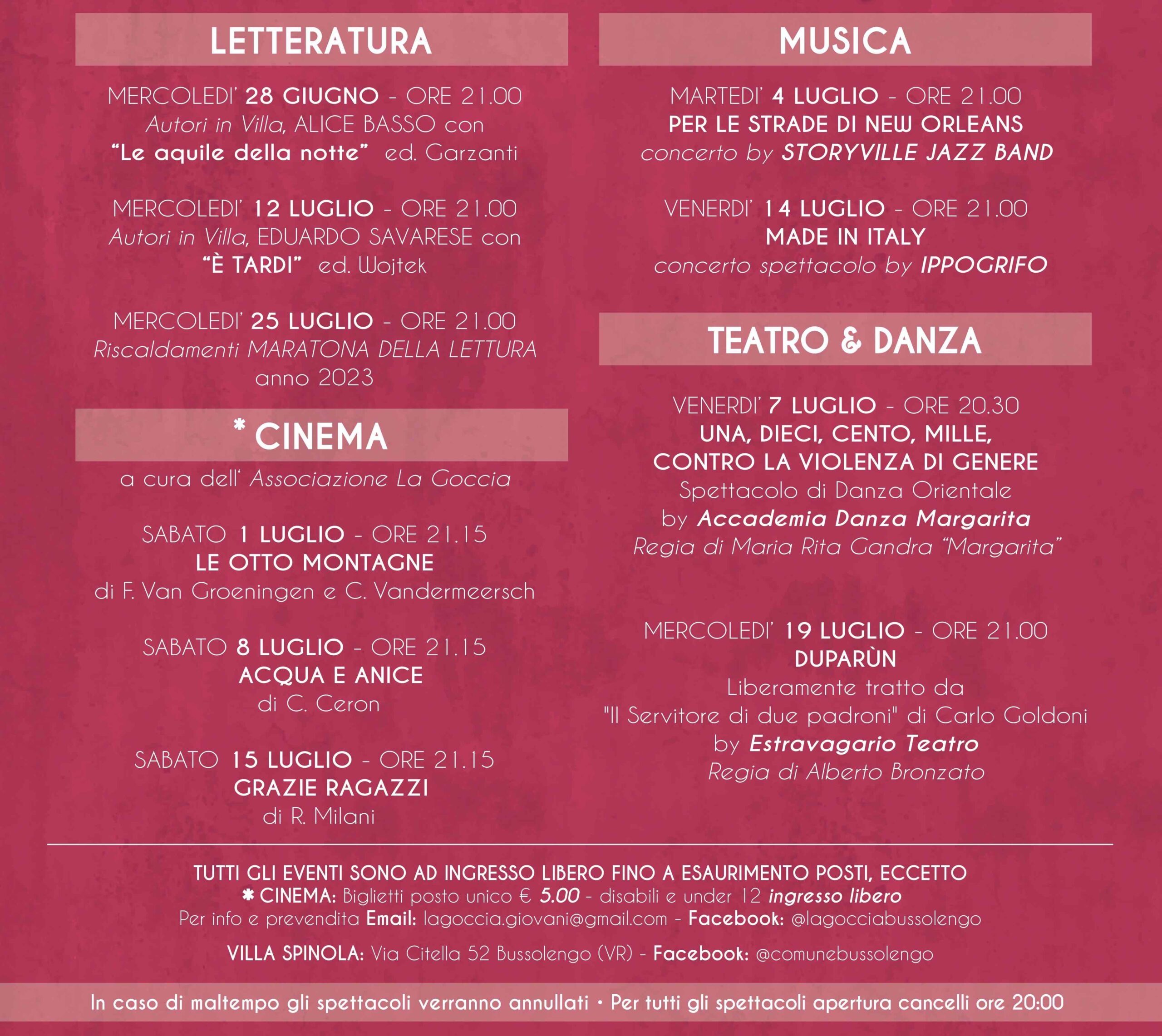 Estate a Villa Spinola. Al via la rassegna culturale a Bussolengo 1 Manifesto VillaSpinola 2023 page 0001 copia 1 scaled