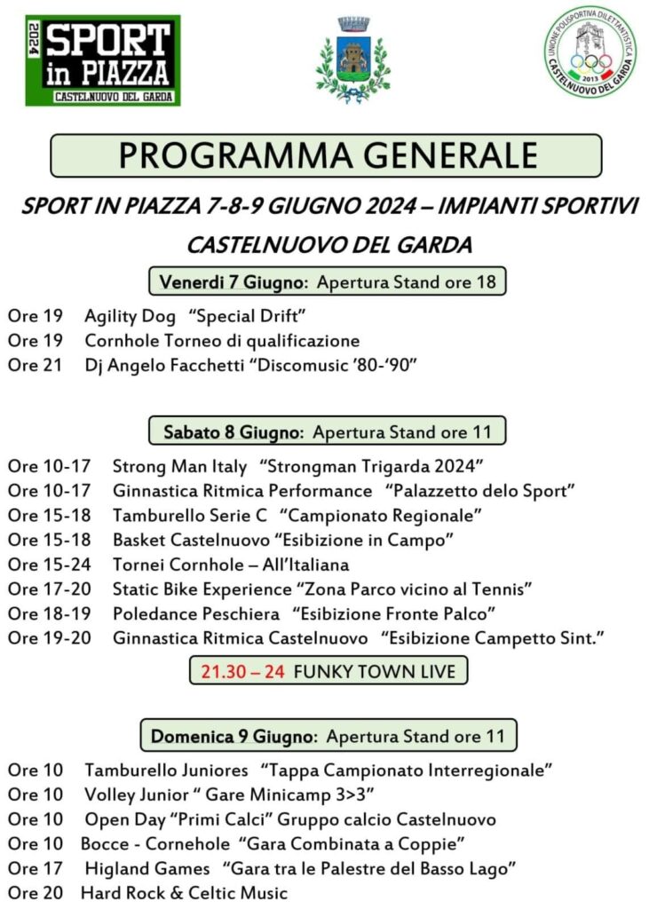 Torna Sport in Piazza a Castelnuovo del Garda dal 7 al 9 giugno 1 Programma Sport in piazza