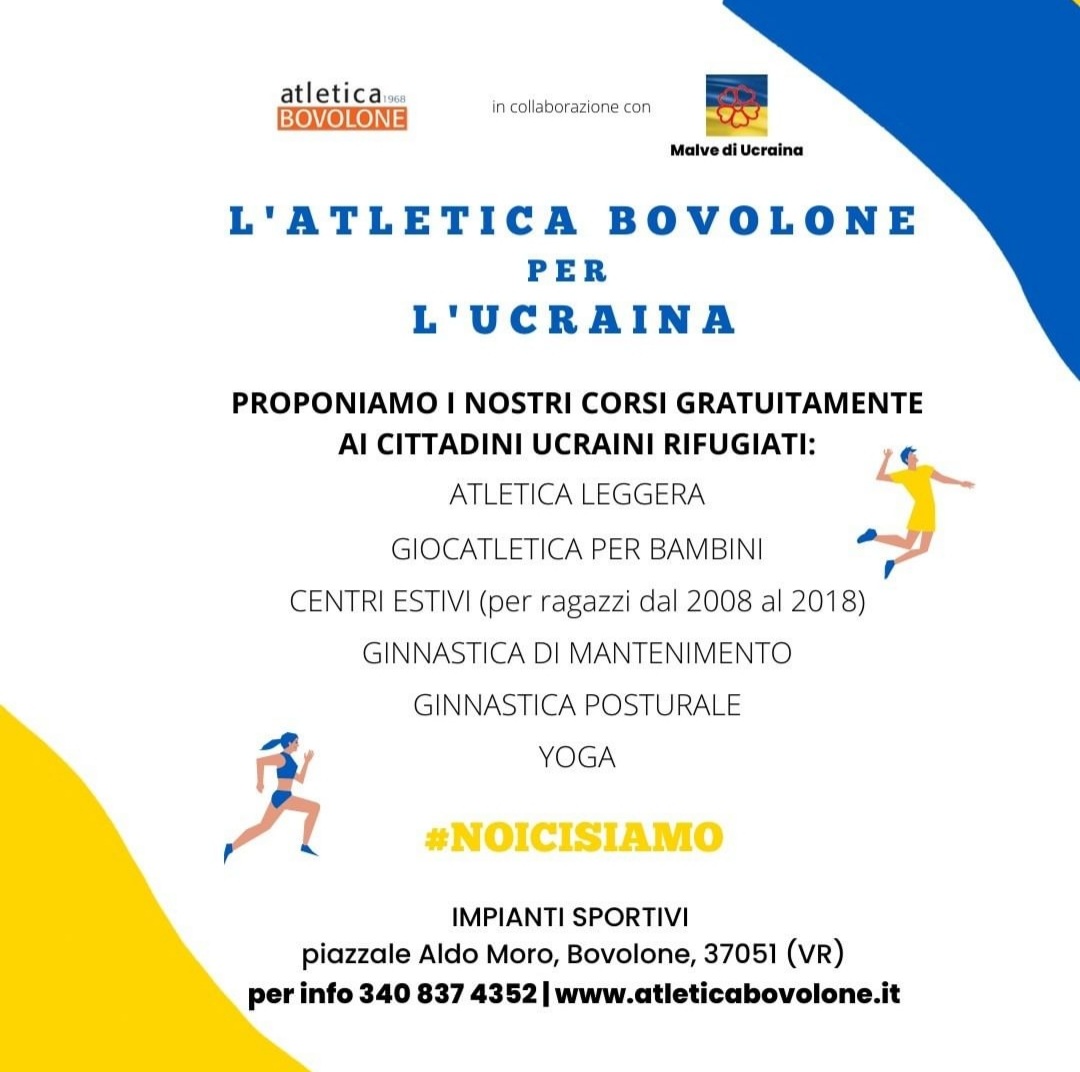 L’ATLETICA BOVOLONE APRE LE PORTE AGLI SPORTIVI UCRAINI