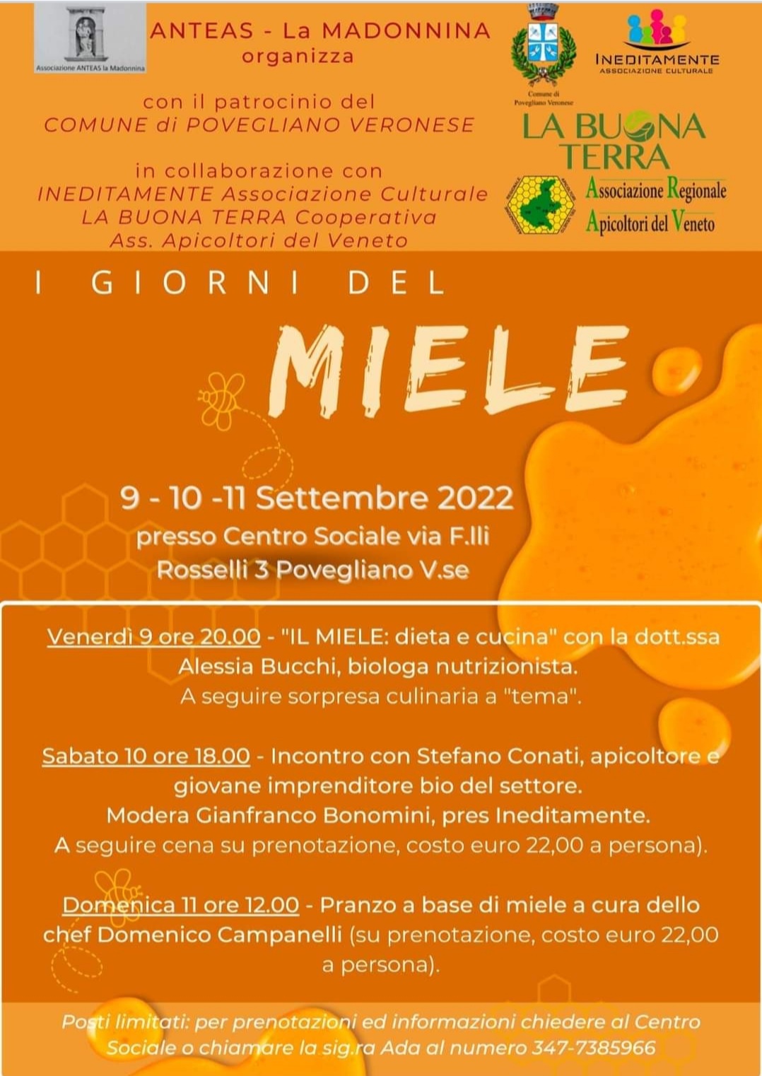 Povegliano: “I giorni del miele” dal 9 all’11 settembre
