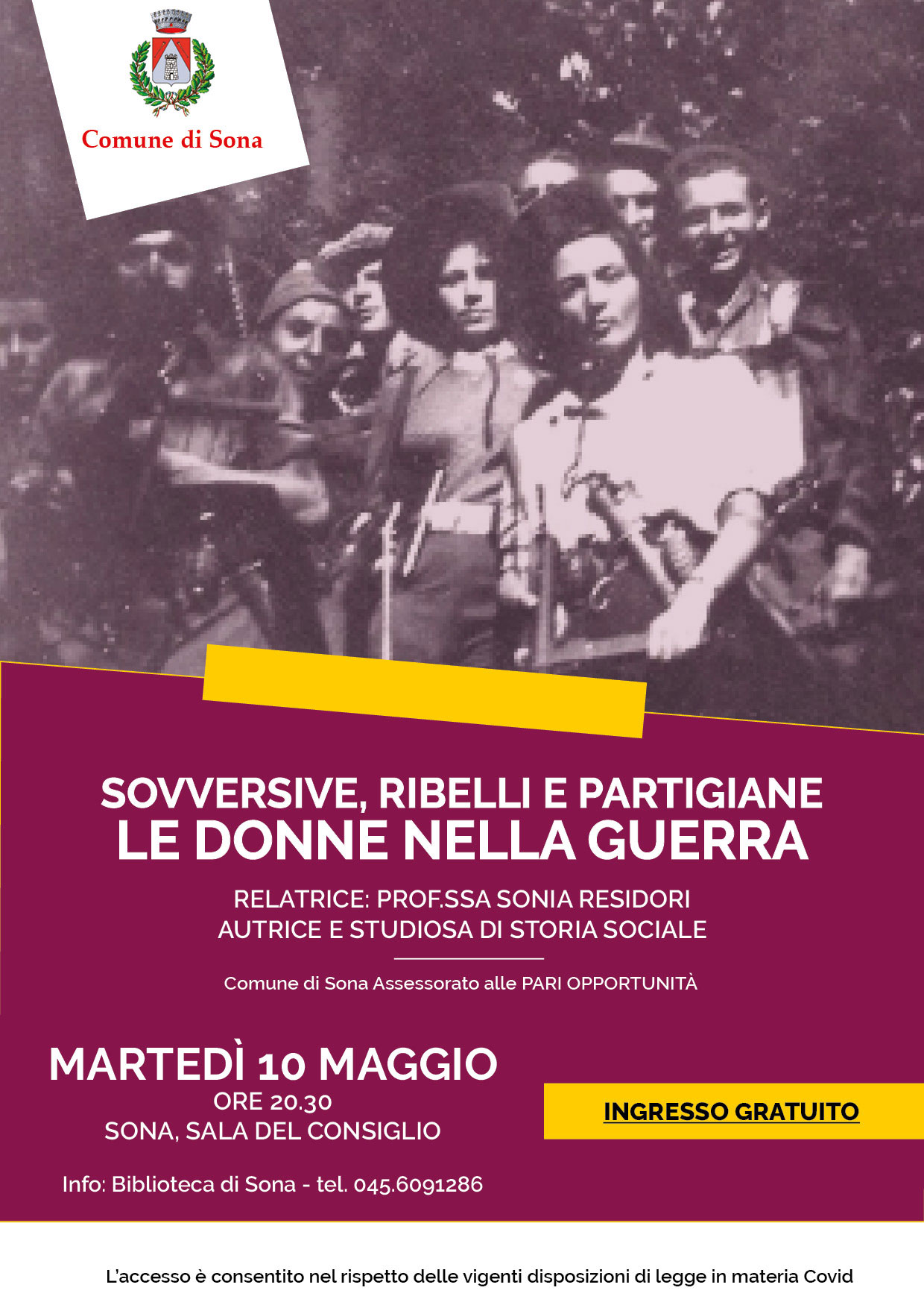 Sona, il 10 maggio convegno sul ruolo delle donne nella Resistenza