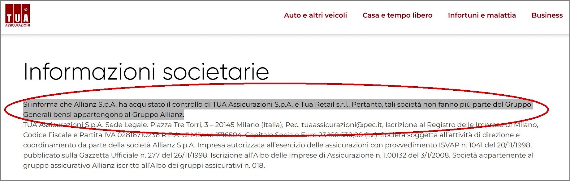 TUA Assicurazioni ad Allianz, per Generali 280 milioni. La compagnia innovativa fondata da Cattolica nel 2003