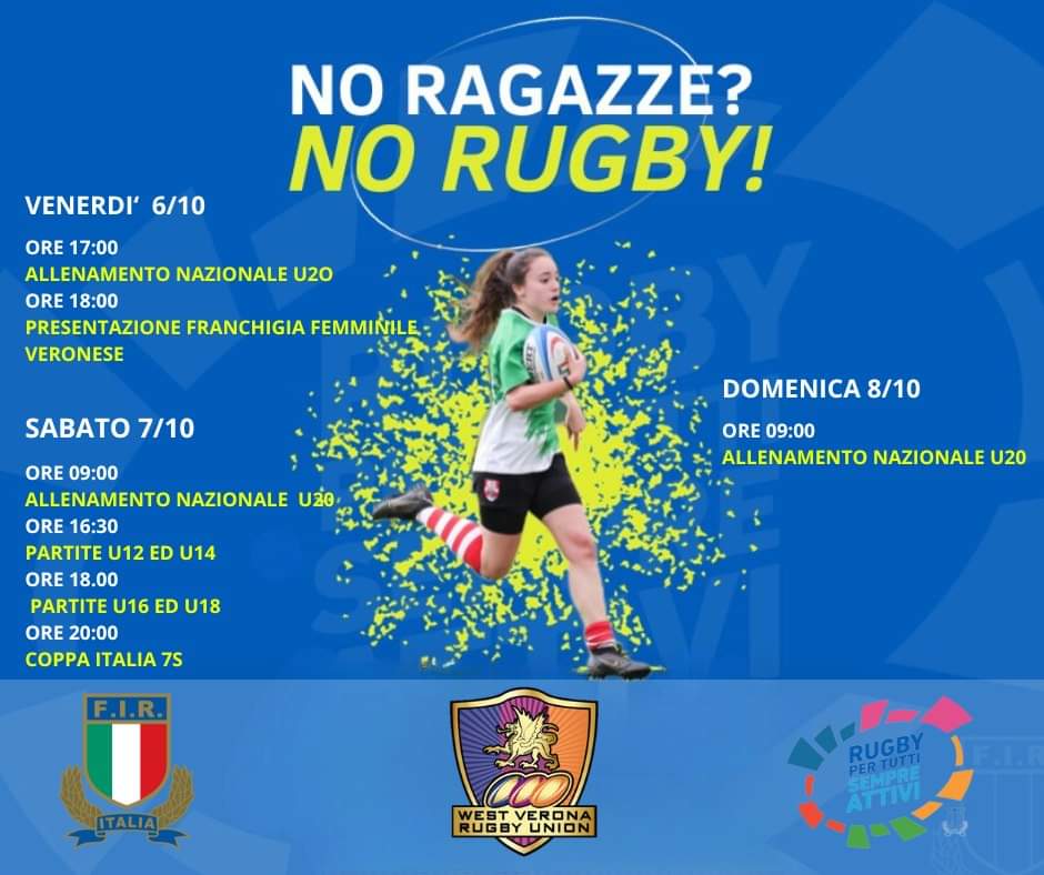 Sona: dal 6 all’8 ottobre la tappa veneta del progetto “No Ragazze? No Rugby!”