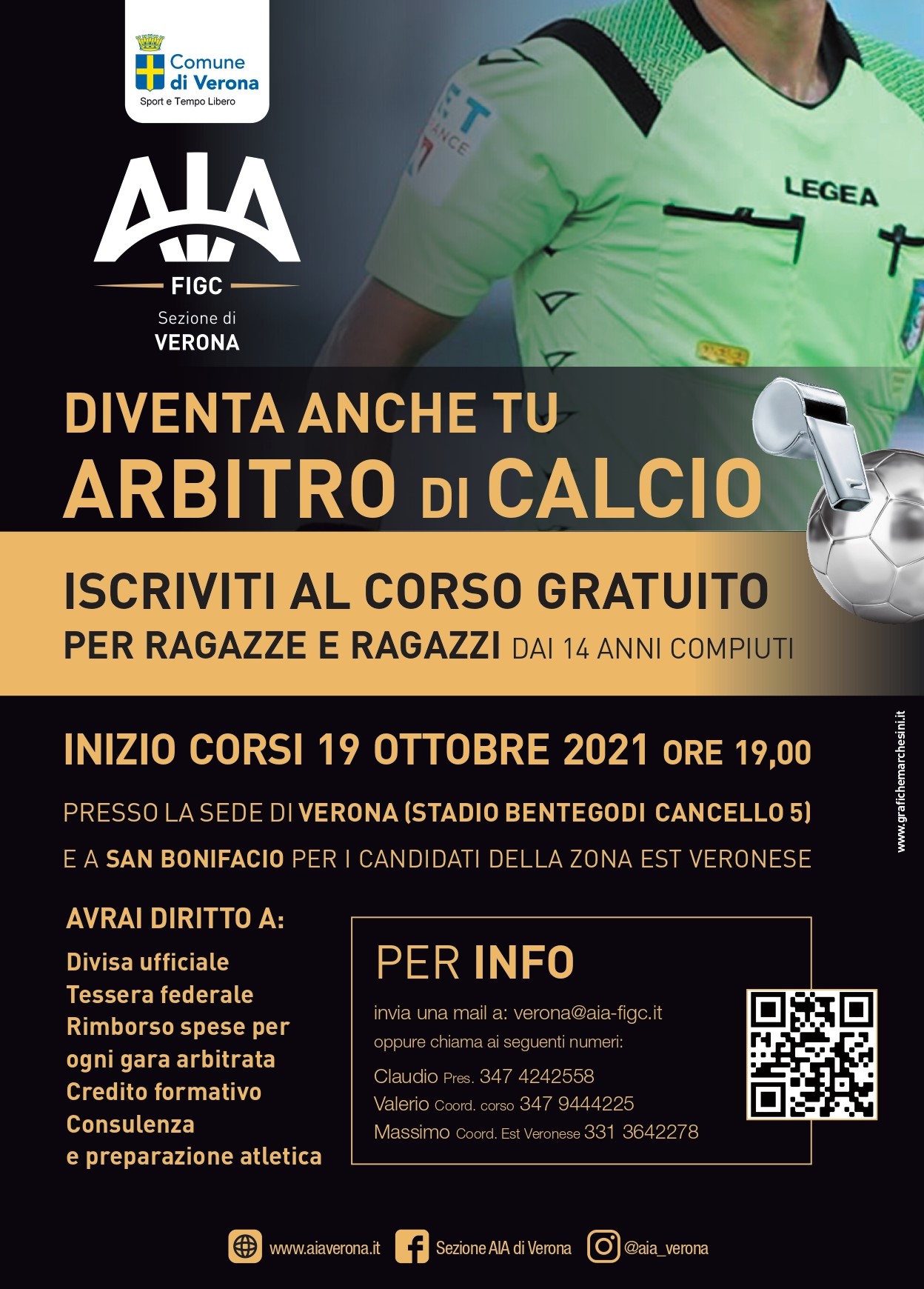 A.A.A. giovani arbitri di calcio cercansi a Verona