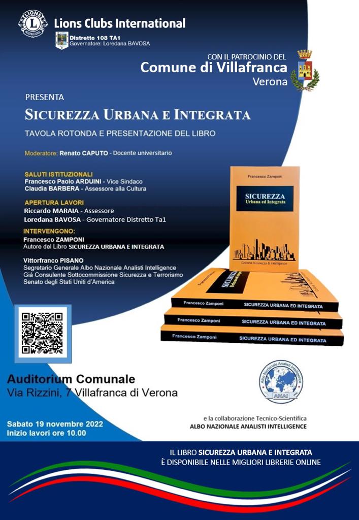 Lions Clubs e FDI, a Villafranca sabato si parla di sicurezza col giurista Francesco Zamponi