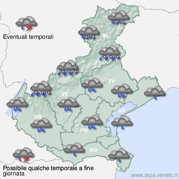 Meteo, da lunedì pomeriggio forti rovesci e neve in montagna, allerta per le reti fognarie