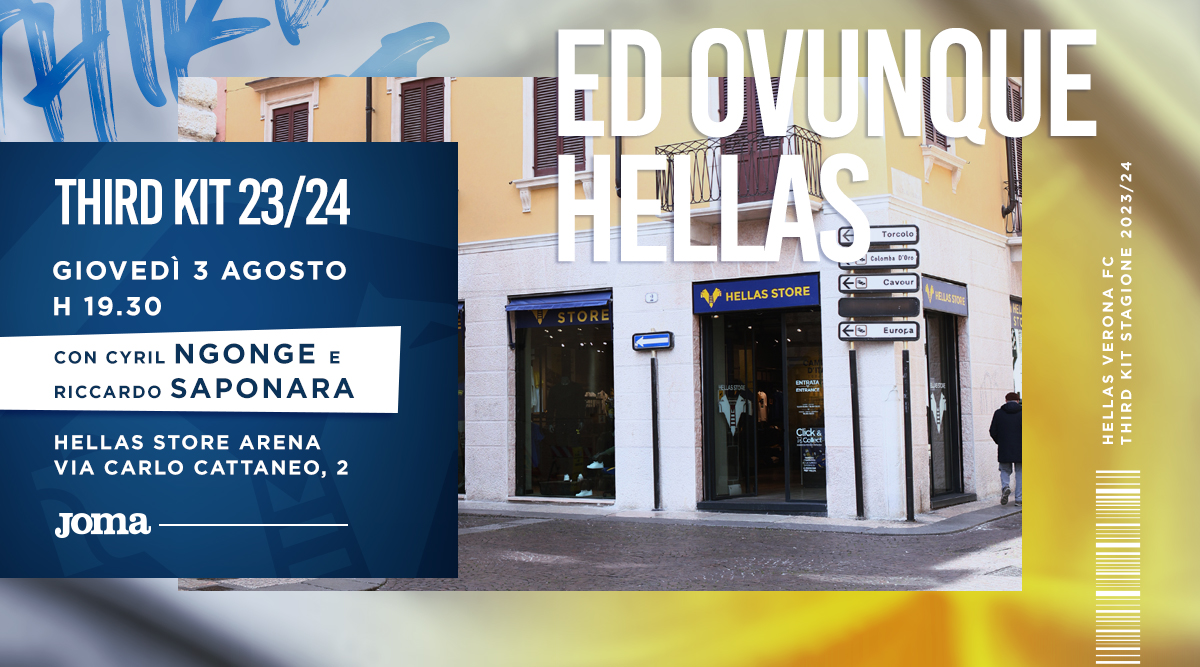 Hellas Verona, domani, 3 agosto, la presentazione della terza maglia allo store