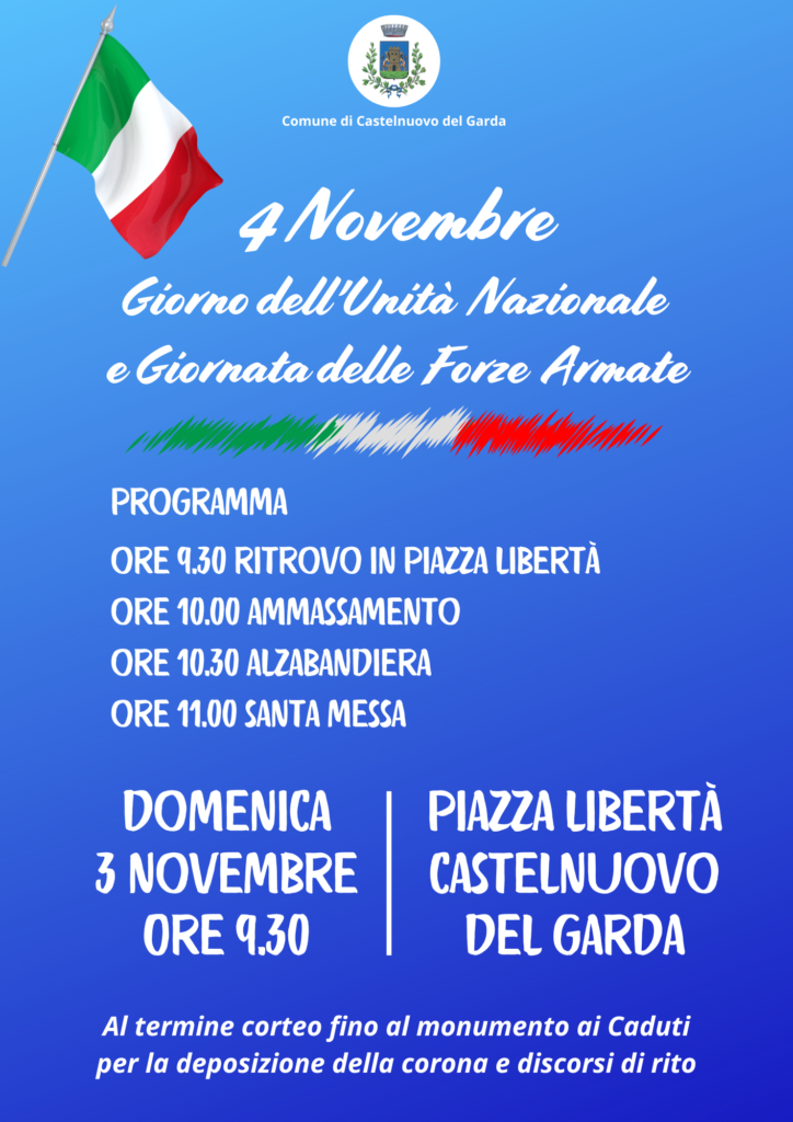 Castelnuovo del Garda celebra la Festa dell'Unità nazionale e delle Forze Armate: cerimonia e corteo il 3 novembre 1 4 Novembre