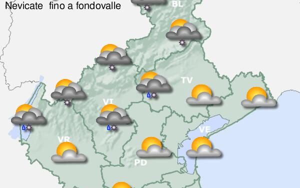 Meteo, dalla Regione Veneto dichiarato lo stato di attenzione per forte vento e nevicate