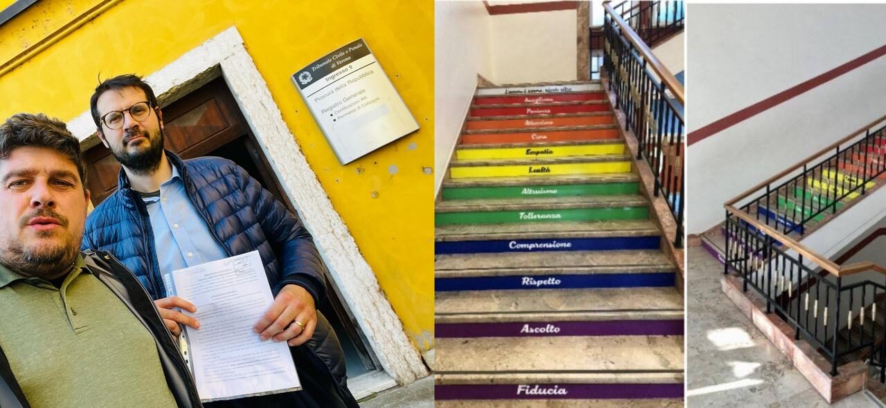 Esposto contro il preside degli ‘Angeli’ per la scala arcobaleno