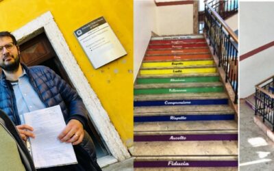 Esposto contro il preside degli ‘Angeli’ per la scala arcobaleno