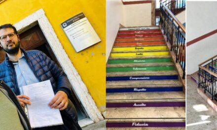 Esposto contro il preside degli ‘Angeli’ per la scala arcobaleno