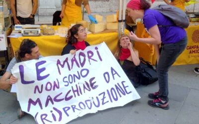 ‘Bruciamo tutto’ e ‘Ribellione Animale’, blitz tra i formaggi in piazza dei Signori