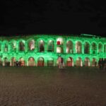 L’Arena illuminata di verde nella giornata dell’Ambiente