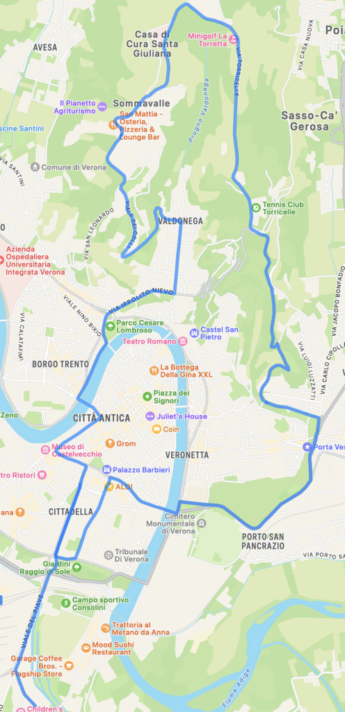 Il Giro del Veneto sconvolge la città 1 2025MappaGirodelVenetoVerona 1
