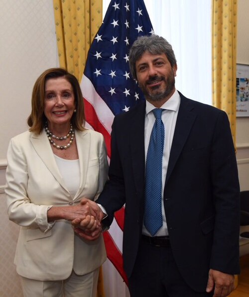 Fico ormeggiava abusivamente il suo gozzo? 1 500px Pelosi with Italian Chamber President Fico at G7 Brest Parlement