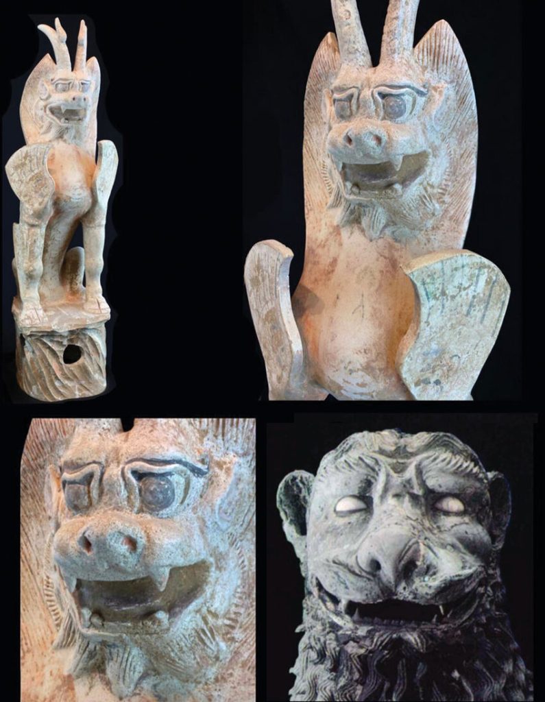 A Tang dynasty white terracotta zhenmushou that shows similarities particularly in the 1