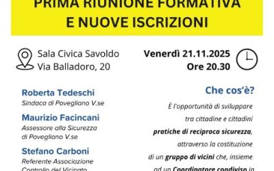Povegliano si organizza contro furti e micro-criminalità. Al via la formazione per i gruppi di Controllo del Vicinato