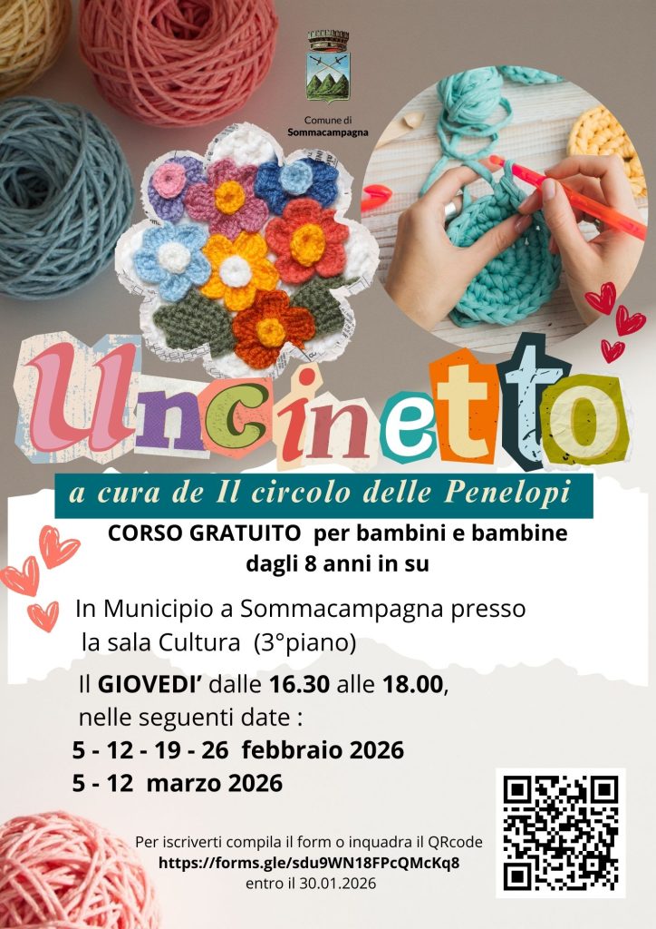 Sommacampagna, al via un corso gratuito di uncinetto per bambine e bambini della scuola primaria 1 PERCORSO UNCINETTO SOMMA