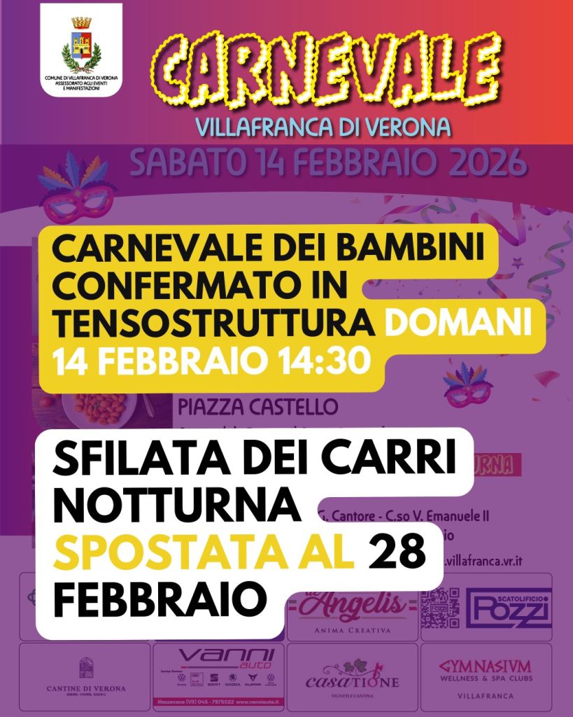 Sfilata di Carnevale a Villafranca rinviata per maltempo: nuovo appuntamento sabato 28 febbraio 1 634197600 1315614697278160 2575965398774916829 n 1