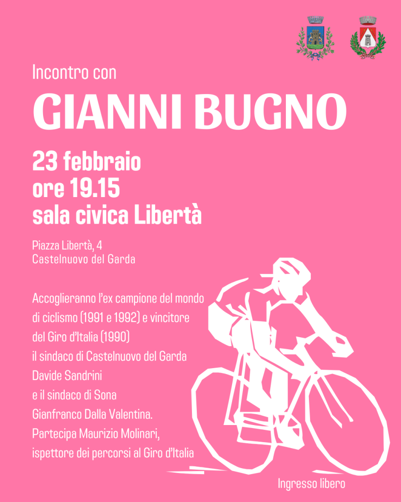 Castelnuovo del Garda e Sona insieme per un incontro con il campione Gianni Bugno 1 Incontro Bugno