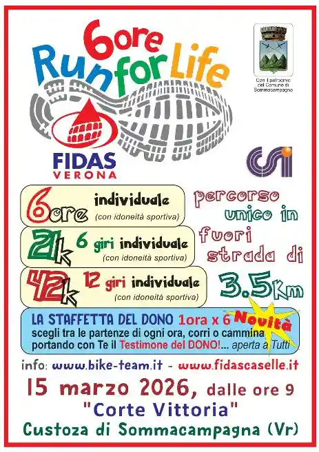 Run For Life. A Custoza 6 ore di sport e solidarietà 1 fronte RUNFORLIFE26 A5