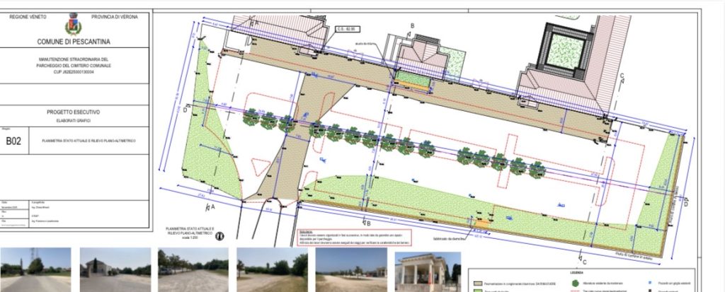 Pescantina, sistemato il parcheggio del cimitero 3 Il cimitero di Pescantina, durante l'intervento di riqualificazione