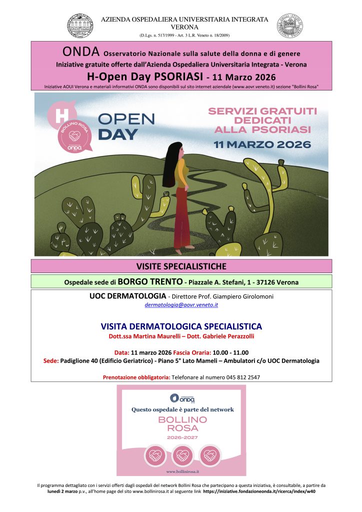 Dermatologia, open day sulla psoriasi all’ospedale di Borgo Trento 1 Open Day Psoriasi in Aoui Verona 1