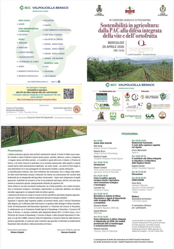 Agricoltura, sostenibilità e regole: a Pescantina il confronto 1 Agricoltura, sostenibilità e regole: a Pescantina il confronto