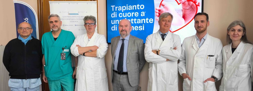 Aumentati i trapianti all’AOUI di Verona nel 2025 1 Trapianto di cuore a una lattante di 11 mesi da sx Dal Corso Russo Gottin Bravi Luciani San Biagio e Galeone