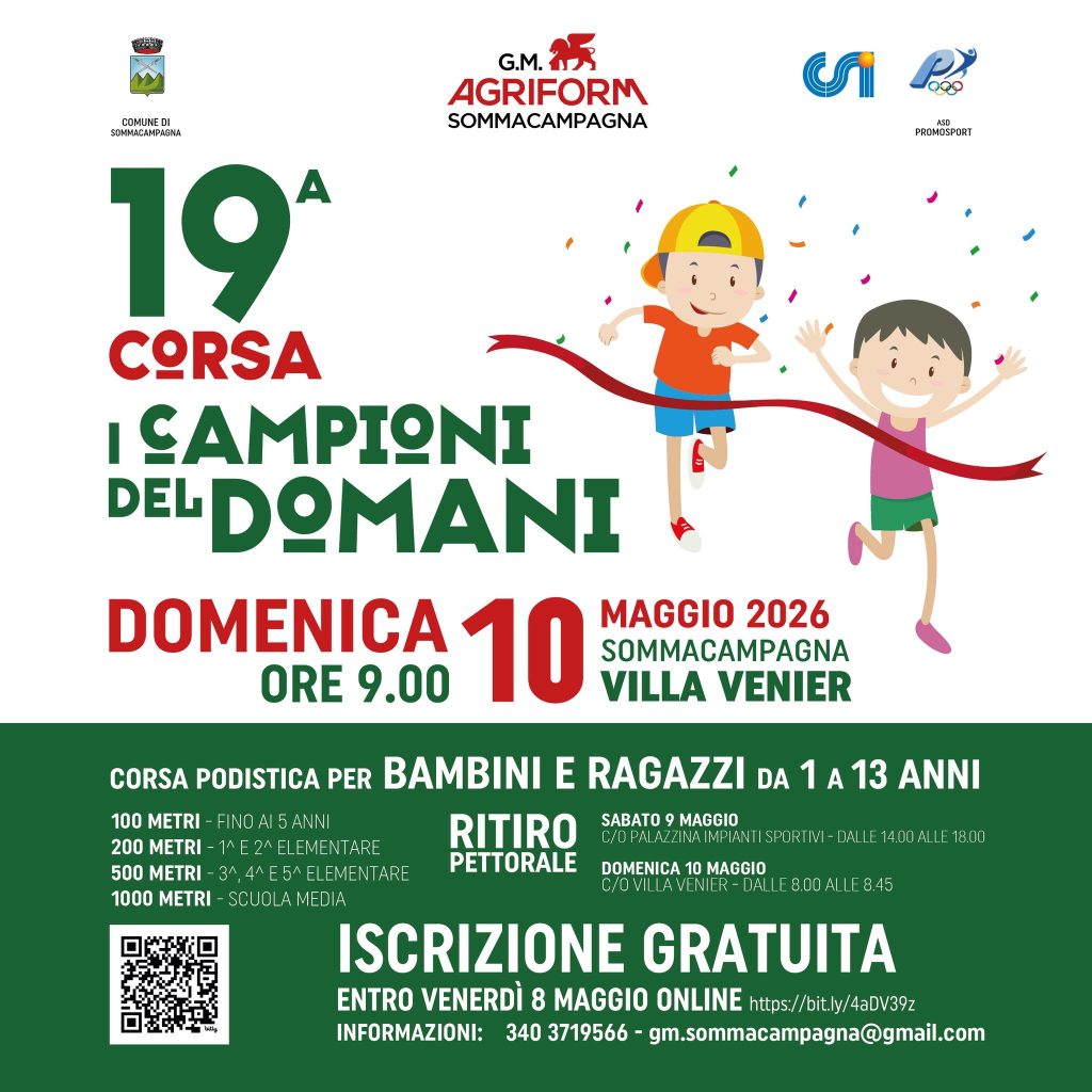 Sommacampagna, domenica 10 maggio "Meeting del Custoza" 1 Corsa i Campioni del Domani