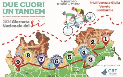 «Due cuori, un tandem»: la pedalata per promuovere la donazione di organi fa tappa a Villafranca