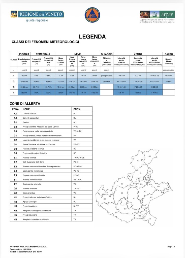 Maltempo, allerta in Veneto: mercoledì la fase più intensa 1 Maltempo, allerta in Veneto: mercoledì la fase più intensa