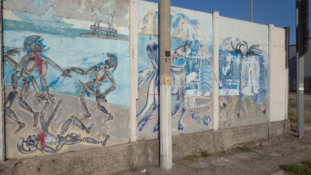Un tratto di via Enrico Fermi dal decoro andato in soffitta 3 Murales in via Fermi. 1