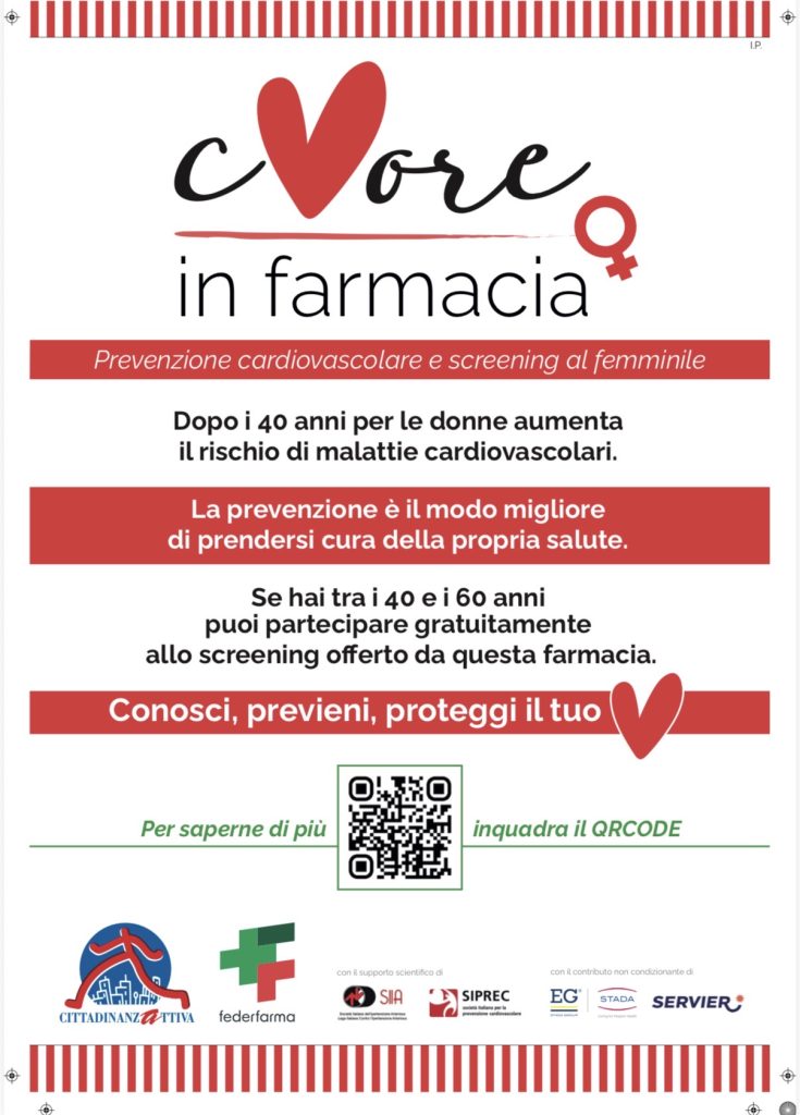 Cuore, screening gratuiti per le donne in farmacia 1 Cuore, screening gratuiti per le donne in farmacia