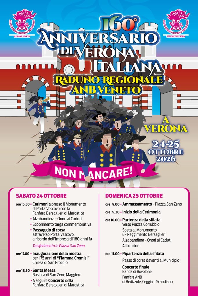 Bersaglieri, Verona ospita il Raduno del Veneto 1 Locandina 24 ott 2026
