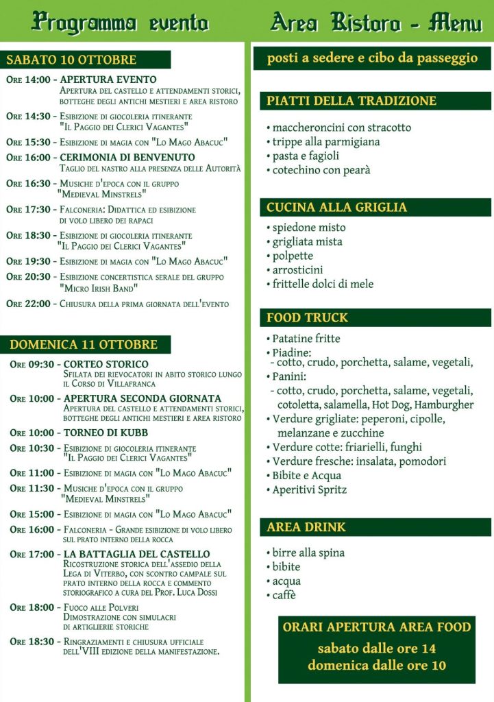 Il Medioevo torna a conquistare Villafranca: al via l'VIII edizione tra battaglie, spettacoli e sapori d'epoca 2 programma evento Medioevo al Castello 1