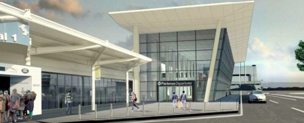 Rappresentazione grafica della futura aerostazione dell'Aeroporto Catullo