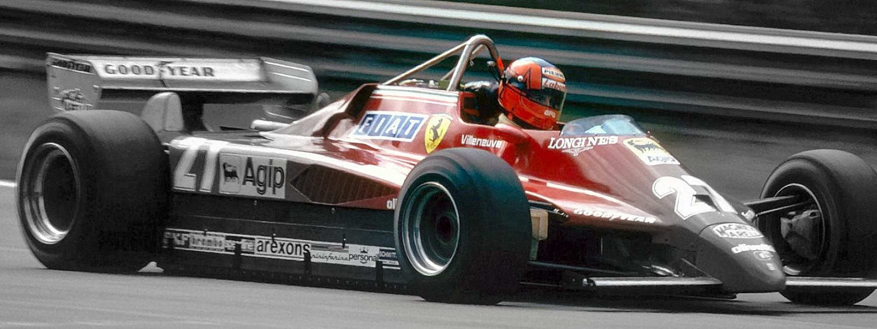Gilles Villeneuve, pilota franco-canadese di Formula 1 e idolo del popolo della Ferrari, qui sulla sua numero 27. L'ultima tragica corsa a Zolder nel 1982 lo ha consegnato alla leggenda.